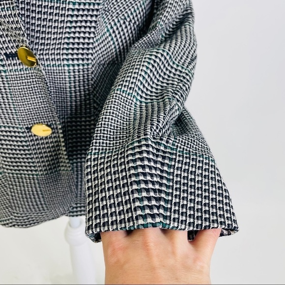 Escada Houndstooth Green Gold 2 Button Blazer - Picture 8 of 14